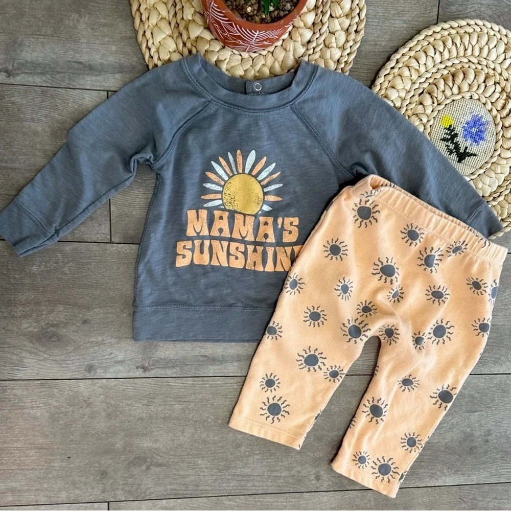 Grayson Mini ‘Mama’s Sunshine’ Boho Casual Outfit Set - 12 Months Baby Boy Girl